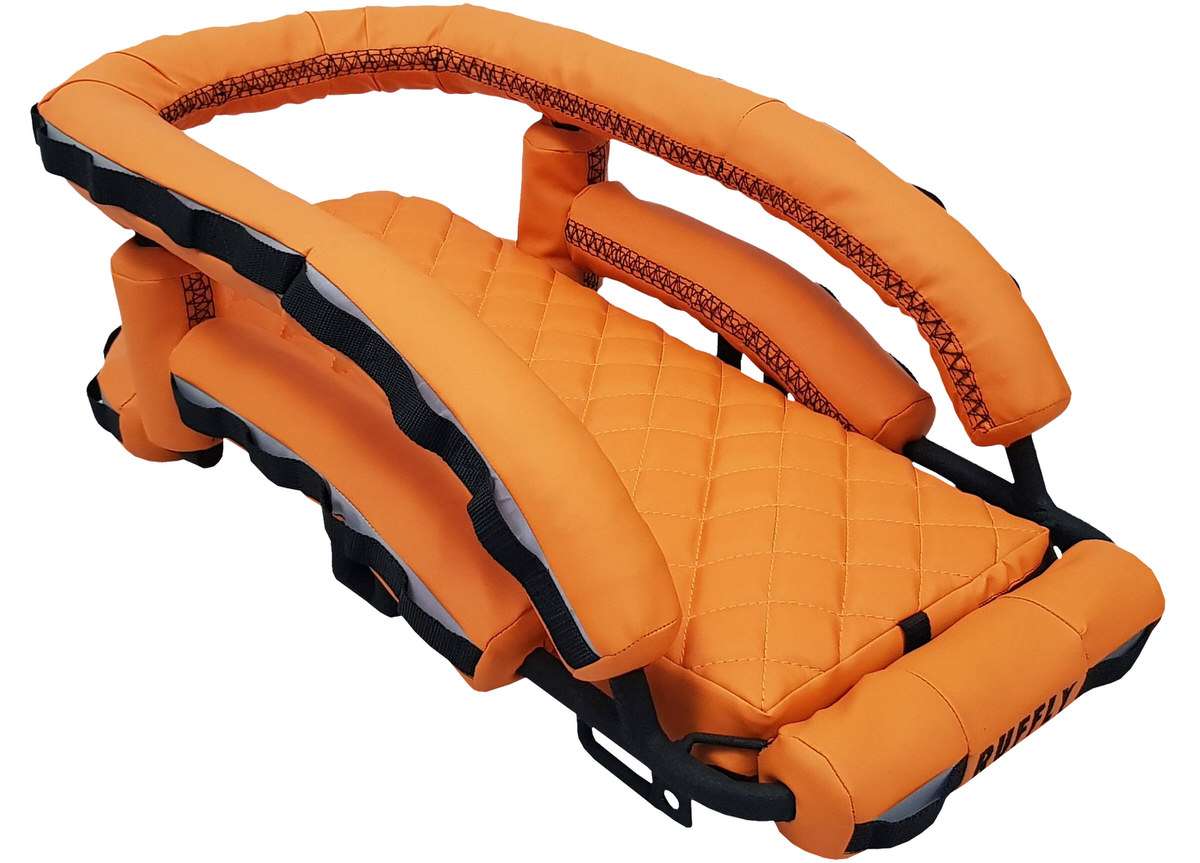 Orange Faux Rawhide with black stitching and Luggage Loops Orange Faux Rawhide with black stitching and Luggage Loops