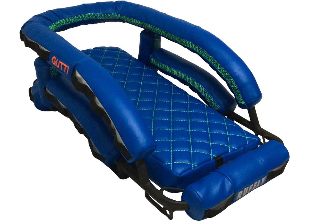 Blue Faux Rawhide with neon green stitching and Luggage Loops Blue Faux Rawhide with neon green stitching and Luggage Loops