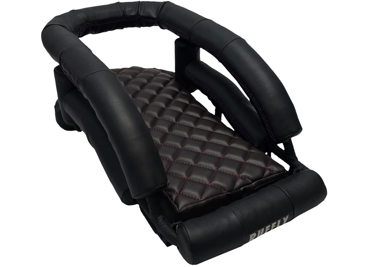 Black Faux Rawhide with purple stitching and Dark Brown Faux Rawhide cushion Black Faux Rawhide with purple stitching and Dark Brown Faux Rawhide cushion