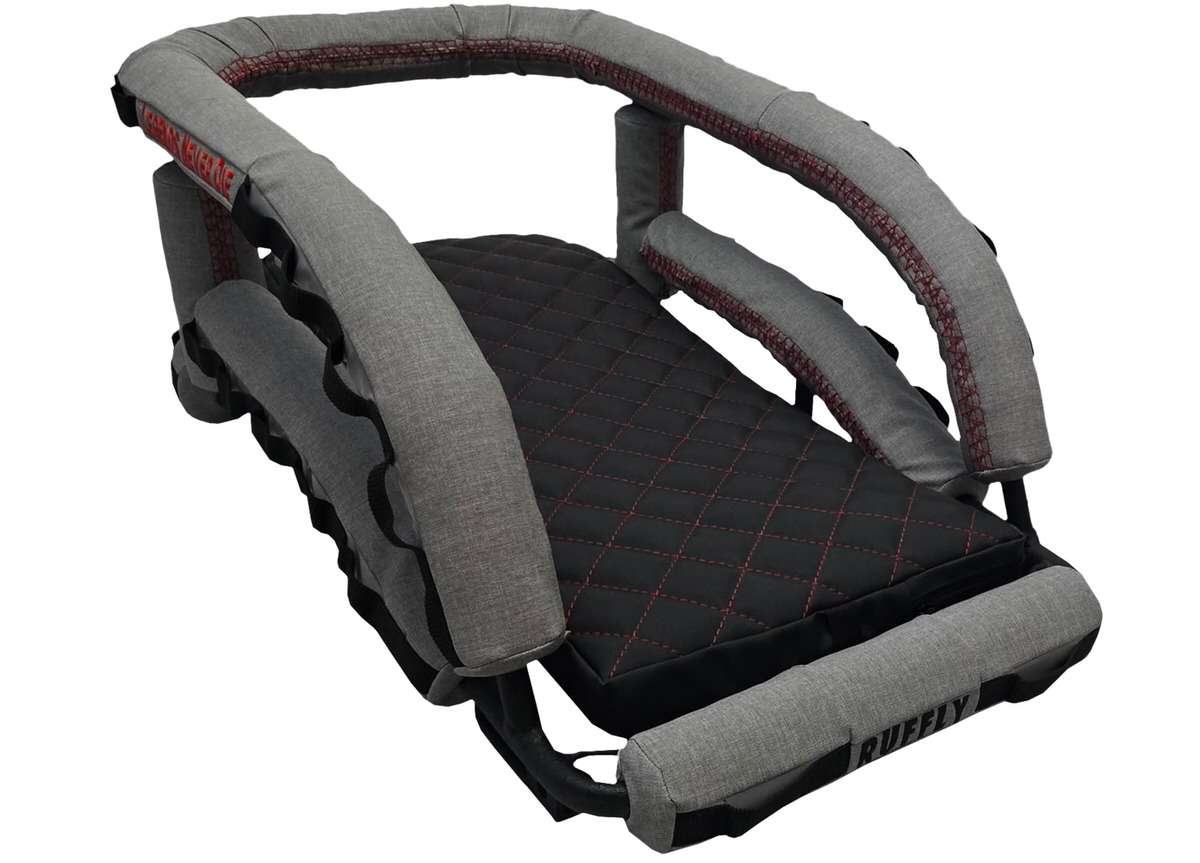 Light Grey Micro Grip with red stitching, Luggage Loops, and Black Micro Grip cushion Light Grey Micro Grip with red stitching, Luggage Loops, and Black Micro Grip cushion