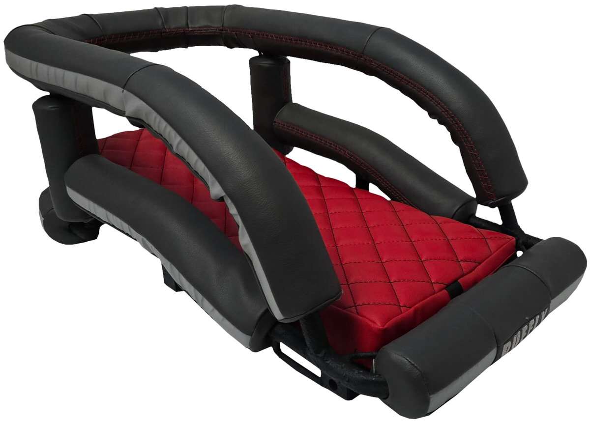 Grey Faux Rawhide with red stitching and Red Faux Rawhide cushion Grey Faux Rawhide with red stitching and Red Faux Rawhide cushion