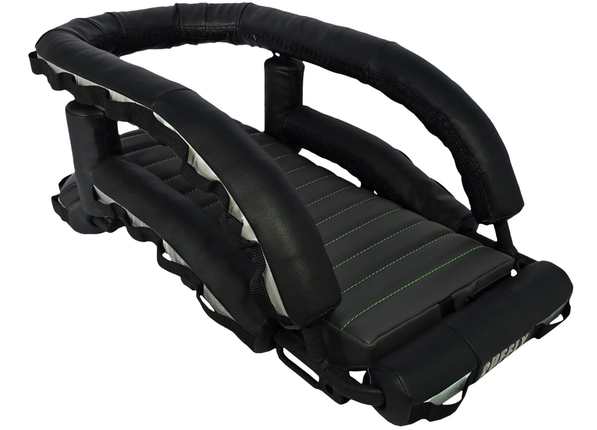 Black Faux Rawhide with black stitching and Grey Faux Rawhide cushion Black Faux Rawhide with black stitching and Grey Faux Rawhide cushion