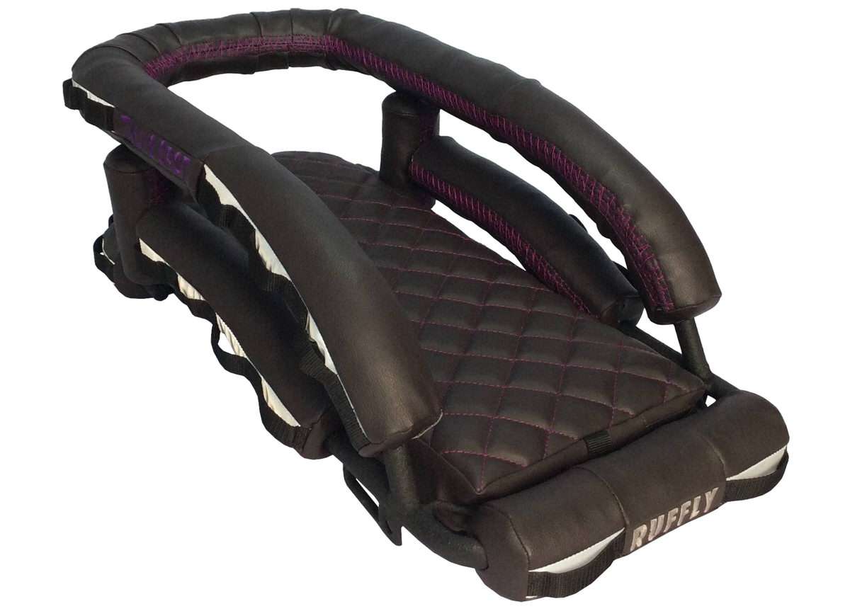 Dark Brown Faux Rawhide with purple stitching and Luggage Loops Dark Brown Faux Rawhide with purple stitching and Luggage Loops