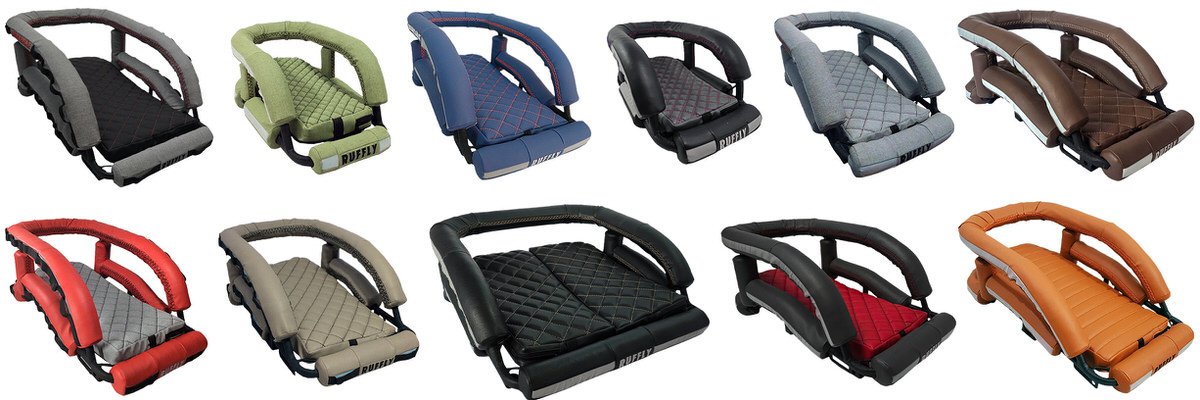 Collage of custom upholstered motorcycle dog carriers