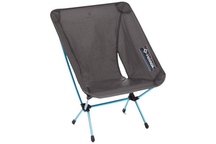 Ultralight camping chair in black and turquoise